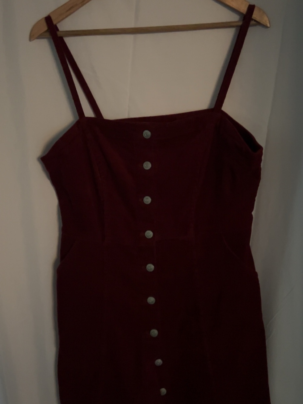 Divided Burgundy Corduroy Button-Front Mini Dress - Picture 2 of 4